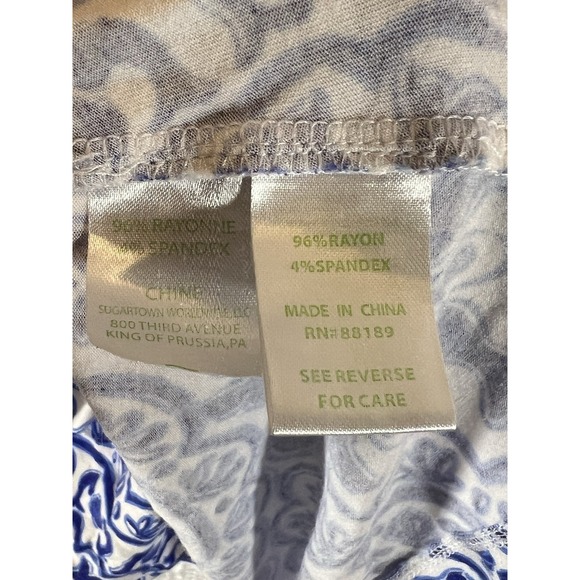 Lilly Pulitzer Women's XS Blue White Flora Stretch A-line Dress Knee Straps - Picture 6 of 10
